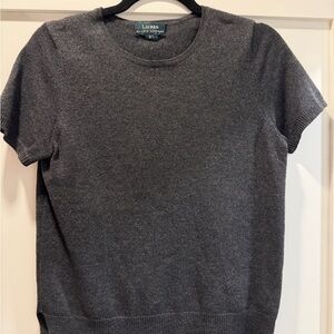 Lauren Ralph Lauren Charcoal Crewneck Cashmere Sweater